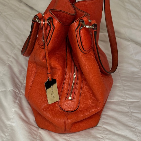 Coach Vibrant Orange Edie Leather Shoulder Bag - Picture 3 of 16